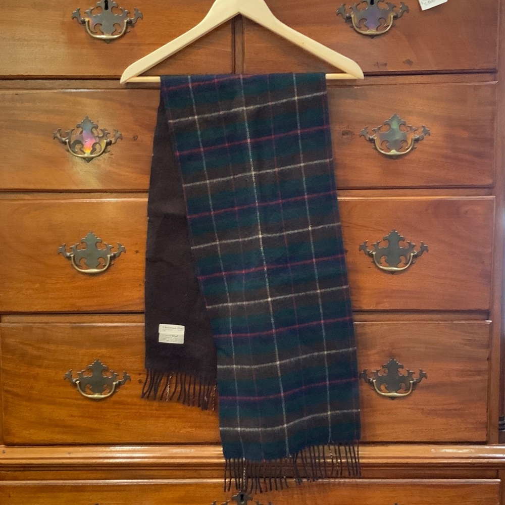 Dior Black and Purple Checkered Scarf